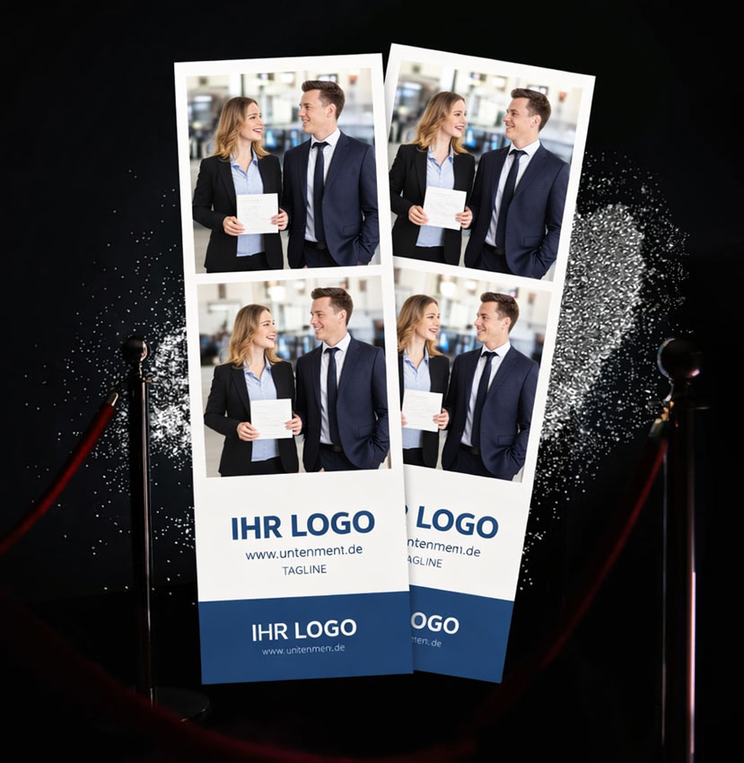Fotospiegel-Templates passend zu Ihrem Messeauftritt mit zwei Fotostreifen